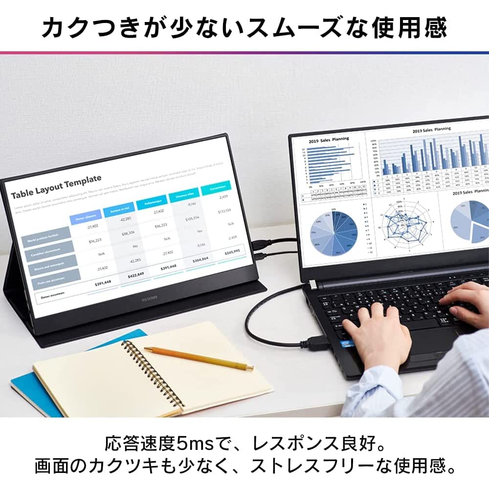 IRIS OHYAMA Mobile Monitor Inch Million Colors Lightweight Mini HDMI USB IPS Panel 15.6 16.77 Type-C Non-Glare ILD-A1616MS-B