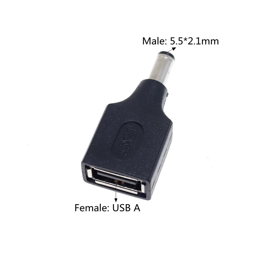 Разъем DC Female на USB 2.0 Type A Male Штекер Разъем Розетка DC Jack Адаптер Питания 5V 5.5*2.1мм Конвертер Зарядки Ноутбук ПК DIY