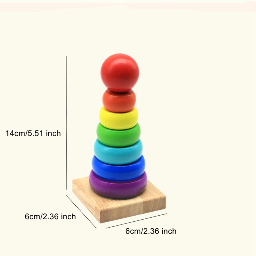 Обучающие деревянные игрушки Монтессори Радужная башня складные музыкальные многослойные обручи и колонны для детей