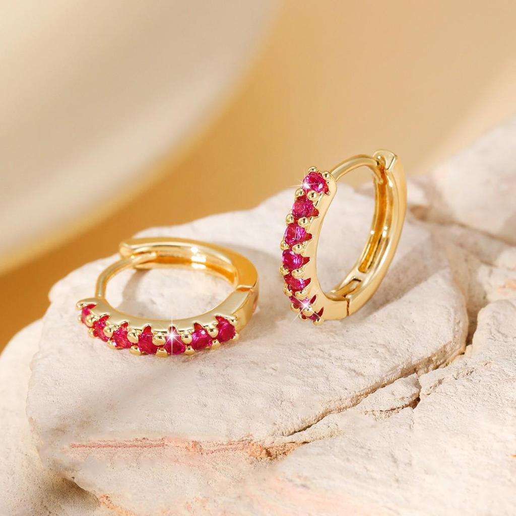 Серьги-кольца из меди с инкрустацией цирконами - Женские классические, универсальные, стильные каффы