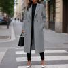 Women's Fashionable Solid-color Lapel Long-sleeved Woolen Coat