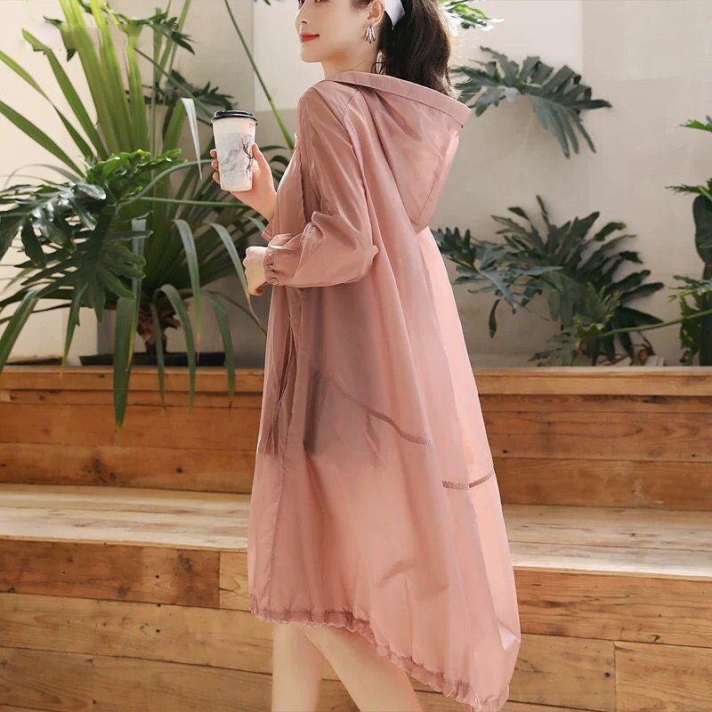 Летнее женское свободное пальто больших размеров и солнцезащитное легкое тонкое длинное пальто