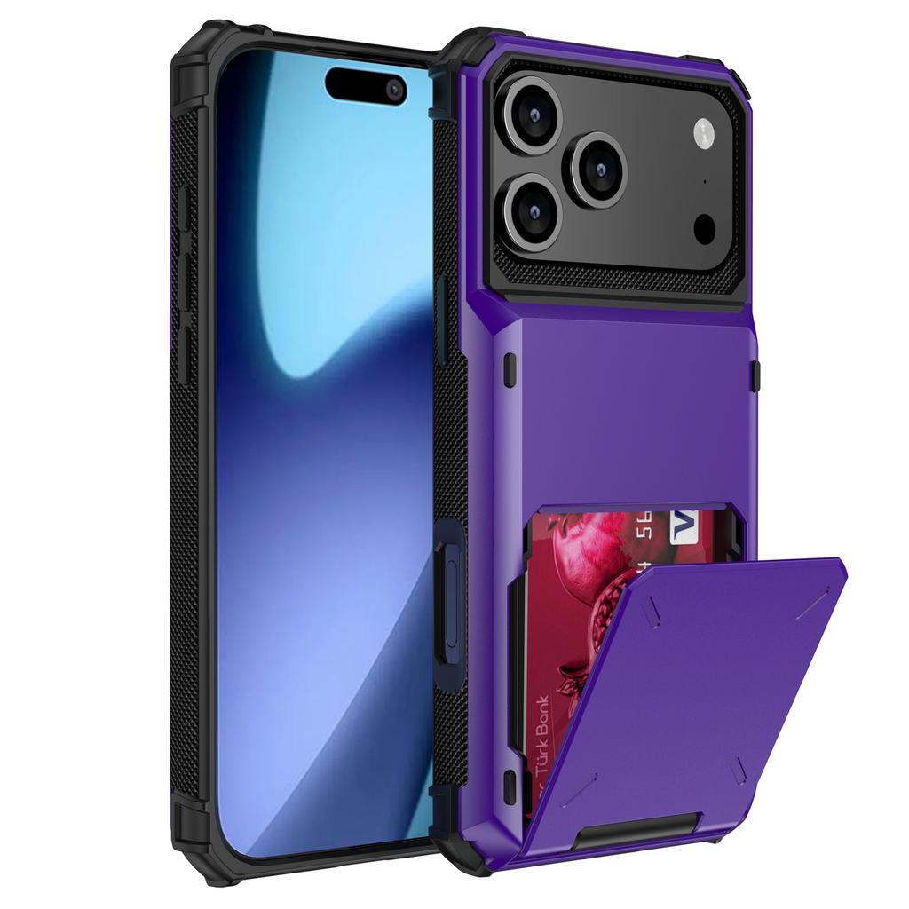 Чехол для iPhone 17 Pro, двухслойный задний чехол для телефона из ПК + ТПУ с держателем для карт