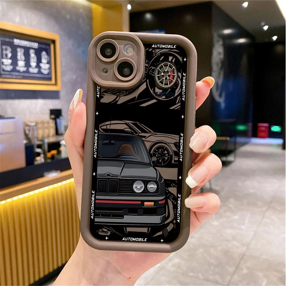 Крутой чехол для телефона автомобиля для iPhone 17 Air 16 e 15 14 13 12 11 Pro Max Plus Mini SE 2020 2022 Мягкая задняя крышка