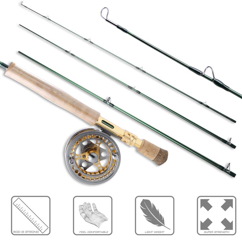 Fishing Rod and Reel Portable Combo Carbon Fiber Fly Fishing Pole with CNC-machined Reel Set
