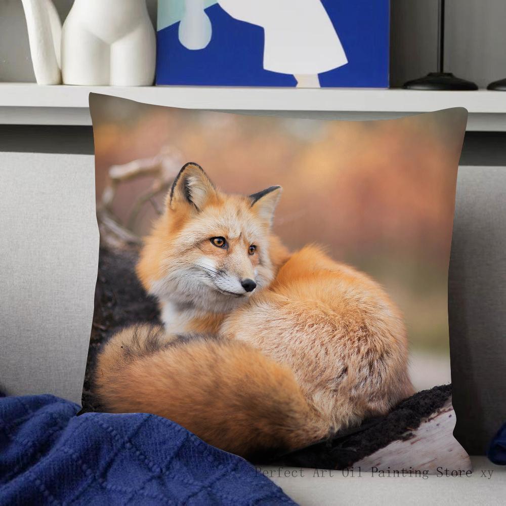Милая наволочка с дикой лисой Модная квадратная наволочка для спальни, дивана, комнаты Ин Декор Подушка для отдыха 40x40