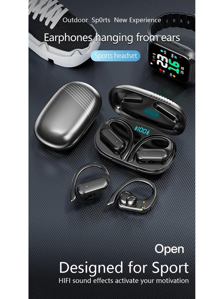 Беспроводная Bluetooth спортивная гарнитура-крючок A520: Сверхдлительное время работы от аккумулятора, Водонепроницаемый, Стерео, Открытая конструкция.