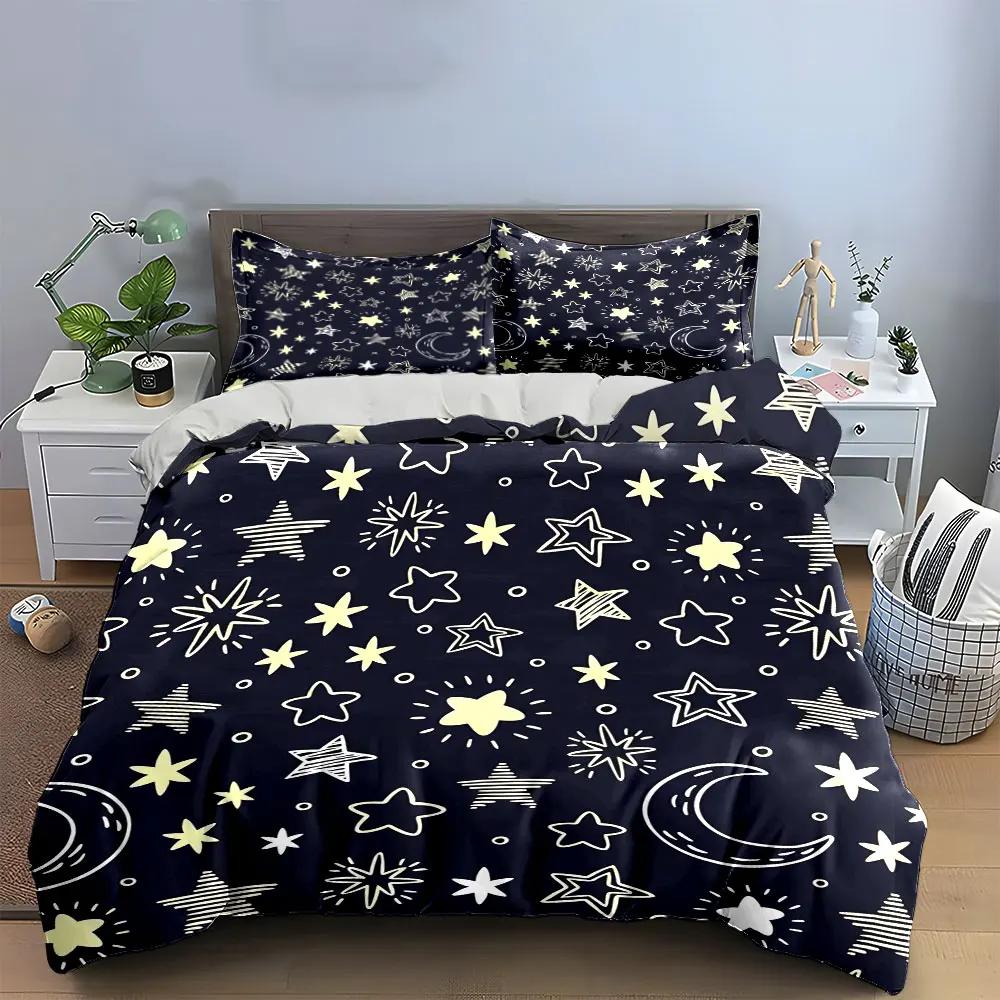 "Night Sky Starry Set" Multiple sizes kid's and adults' bedroom Exquisite 3PC bedding set, gift