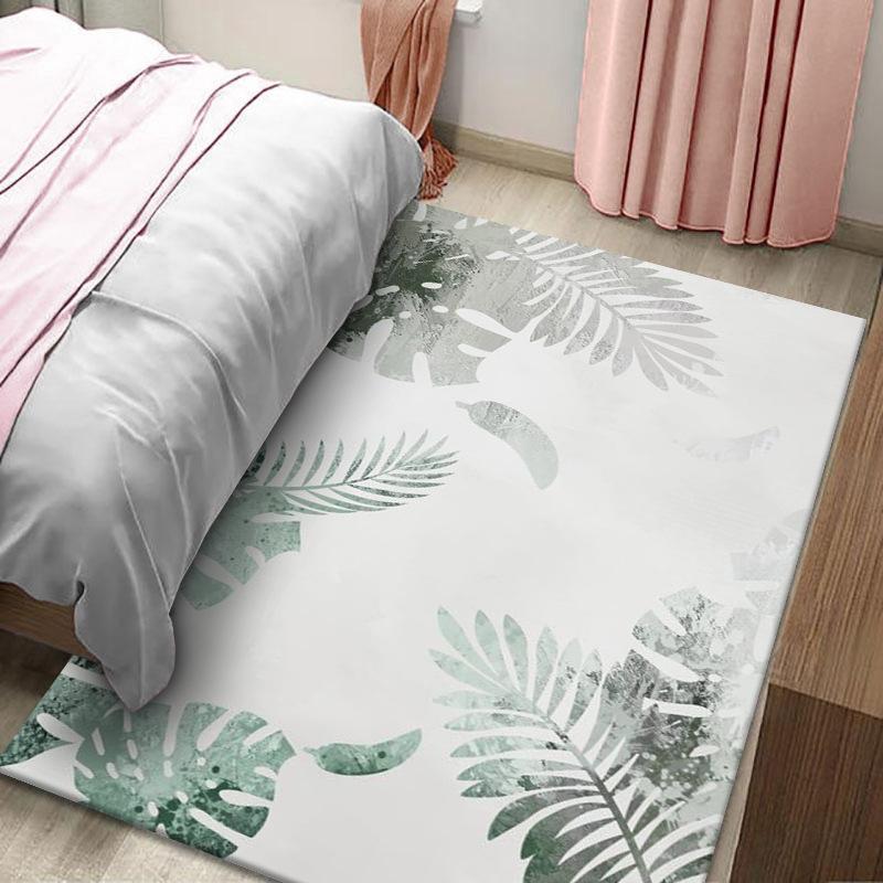 Ковер с принтом тропических листьев, зеленые пальмовые листья и спинка черепахи, ковер из бамбуковых листьев для гостиной, напольный коврик с банановым узором