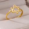 Кольца из нержавеющей стали с шестигранной звездой для женщин, кольца на палец золотого цвета, женские винтажные вечерние водонепроницаемые ювелирные аксессуары, подарок