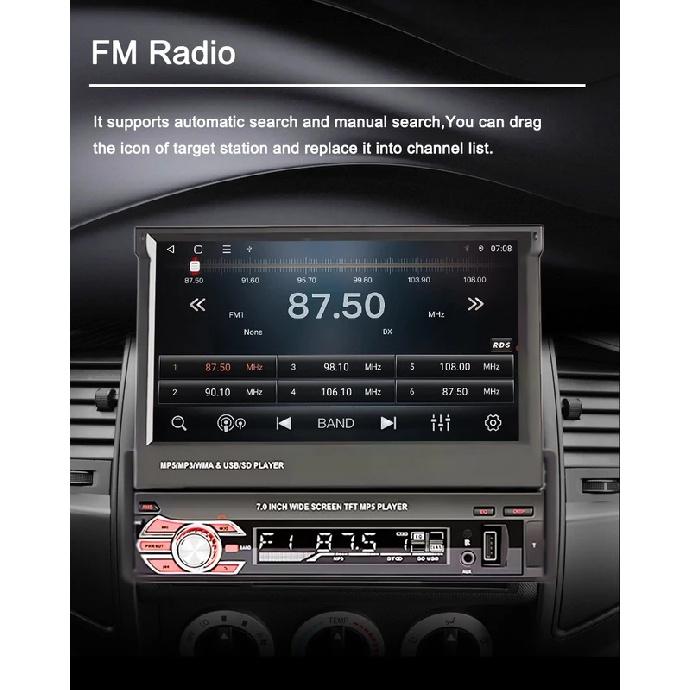 1 DIN MP5 Плеер 7-дюймовый Carplay Android Auto Универсальный Ручной Автоматический Выдвижной Сенсорный Экран Автомобильный Плеер FM Радио