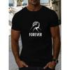 Мужская повседневная летняя футболка с уникальным принтом 'FOREVER' - Мягкий хлопок, круглый вырез, короткий рукав