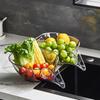 2Pcs Drain Basket Multifunctional Fruit Cleaning Container Vegetable Wash Strainer Bowl for Home Kitchen