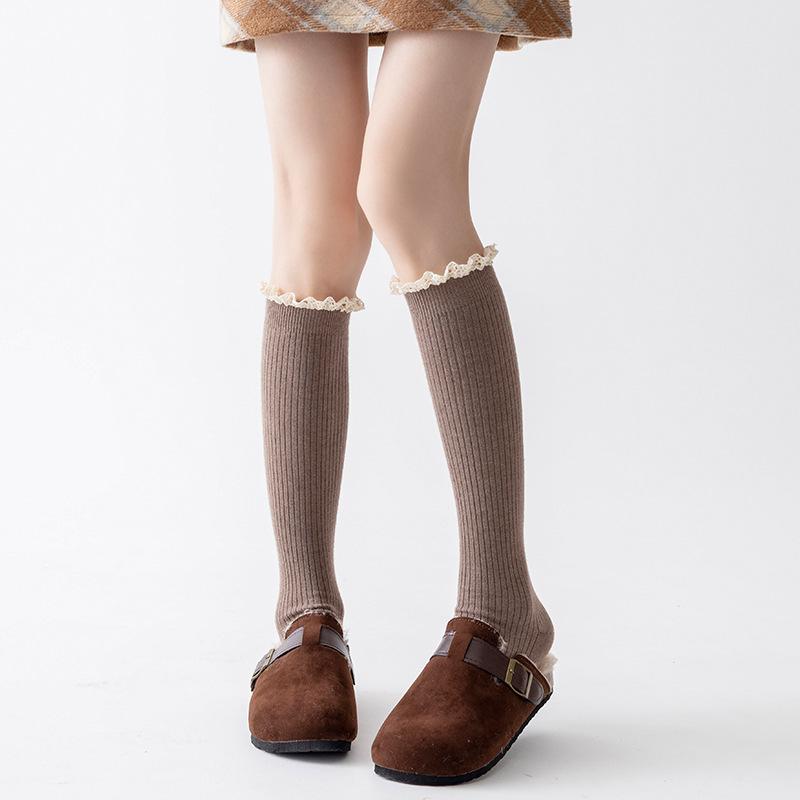 Женские осенне-зимние утолщенные теплые кружевные новогодние рождественские чулки