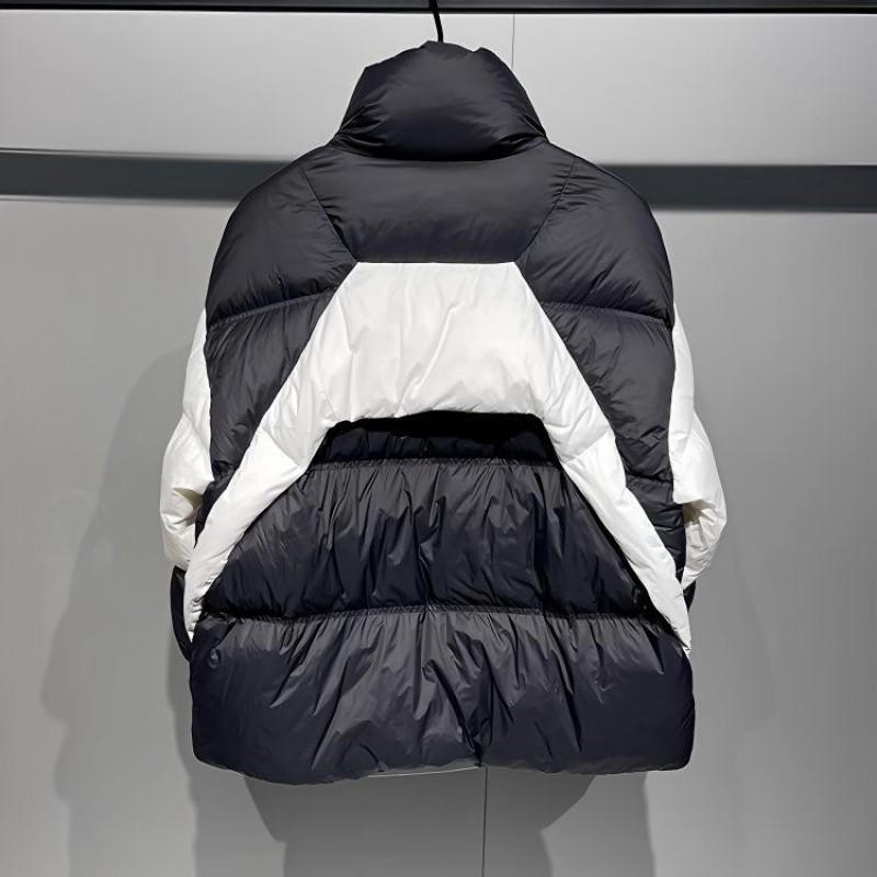 2025 Winter US Couple Puffer Jacket Short Stand Collar Spliced Cotton Coat Men Women