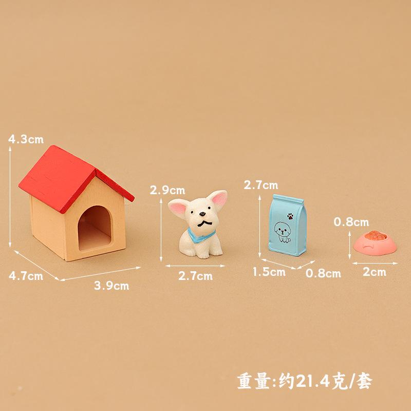 Dollhouse decoration accessories mini realistic puppy pet house creative model micro landscape wooden ornament