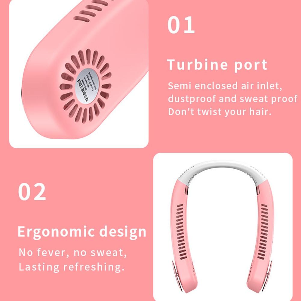 Новый портативный летний вентилятор с воздушным охлаждением, USB аккумуляторная, безлопастный, бесшумный, спортивные вентиляторы с шейным ремешком для наружного охлаждающего вентилятора, кондиционера