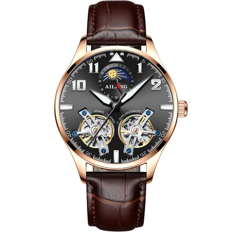 AILANG Мужские часы Новые тенденции Полые Ellow Boil Механические часы Мужские полностью автоматические часы