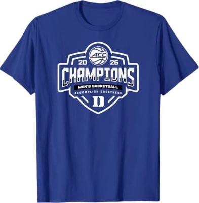 Мужская футболка Blue Devils Баскетбольная команда Acc Champs 2026 Королевский синий Повторный выпуск Унисекс футболка