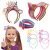 6 шт. Повязка на голову с кошачьими ушками единорога для девочек, пластиковая повязка на голову с бантиками и короной, украшение для вечеринки и семьи, аксессуары для волос