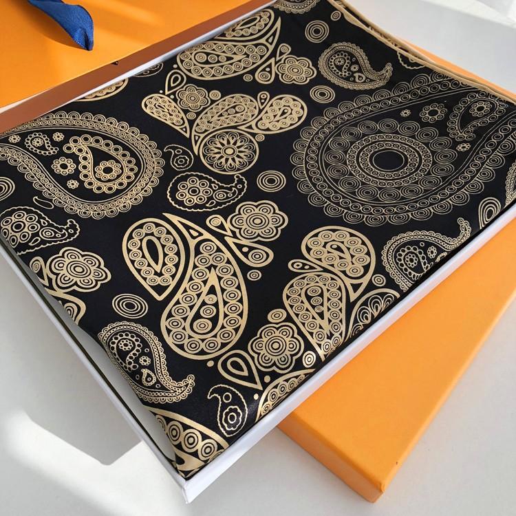 Silk Black Gold Cashew Silk Scarf Women'S Spring And Autumn Versatile Satin Square Scarf Mulberry Silk Silk Scarf Shawl