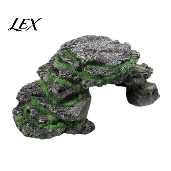 Turtle Basking Platform Platform, Artificial Rock Reptiles Dock, Baby Tortoise Climbing Resin Hideout for Shrimp Ramp, Realistic Stone Cave