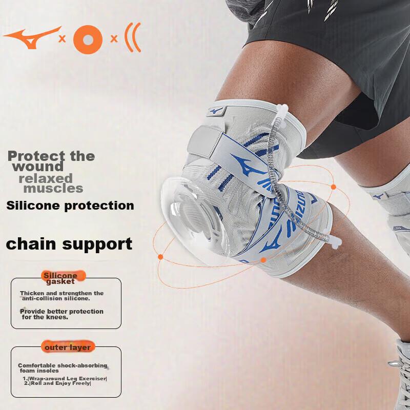 MIZUNO Knee Pads for Sports, Injury Prevention,n, Basketball, Running, Badminton, Specialized Impact Protection, Model 1516-M, Two Pairs in Blue