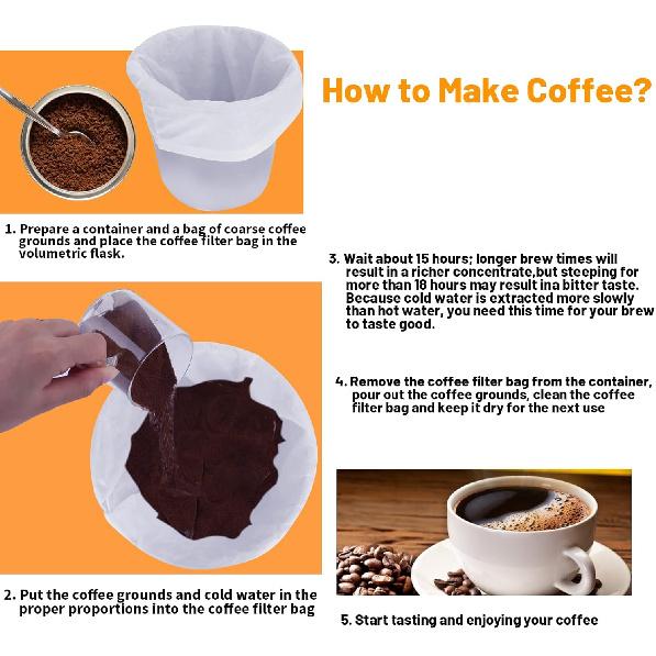 50 Pack Cold Brew Coffee Filters, 20" X 20" Commercial Cold Brew Filters, Filter Bag for Brew Up To 5 LBS Coffee, Fits 5 Gallon Buckets