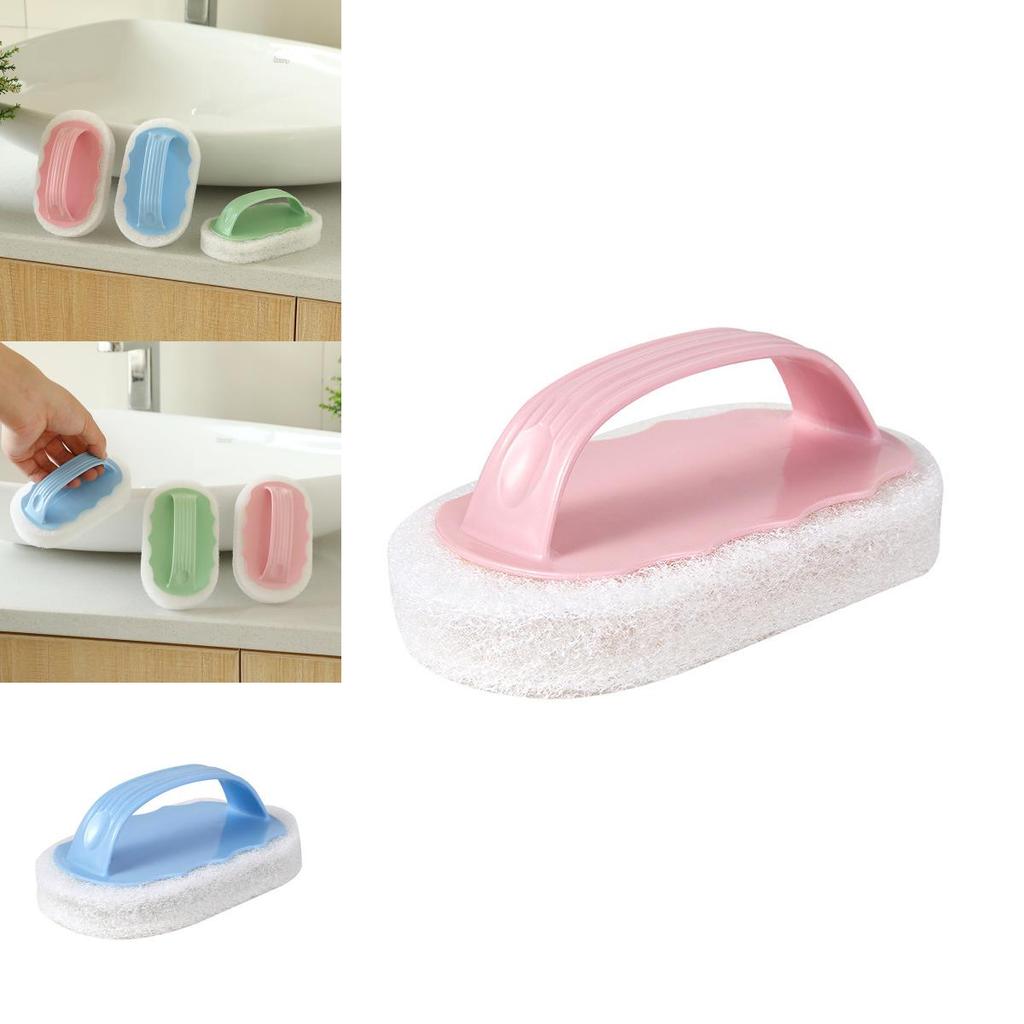 Thick Sponge Bath Scrubber With Comfort Grip For Tile And Tub Cleaning