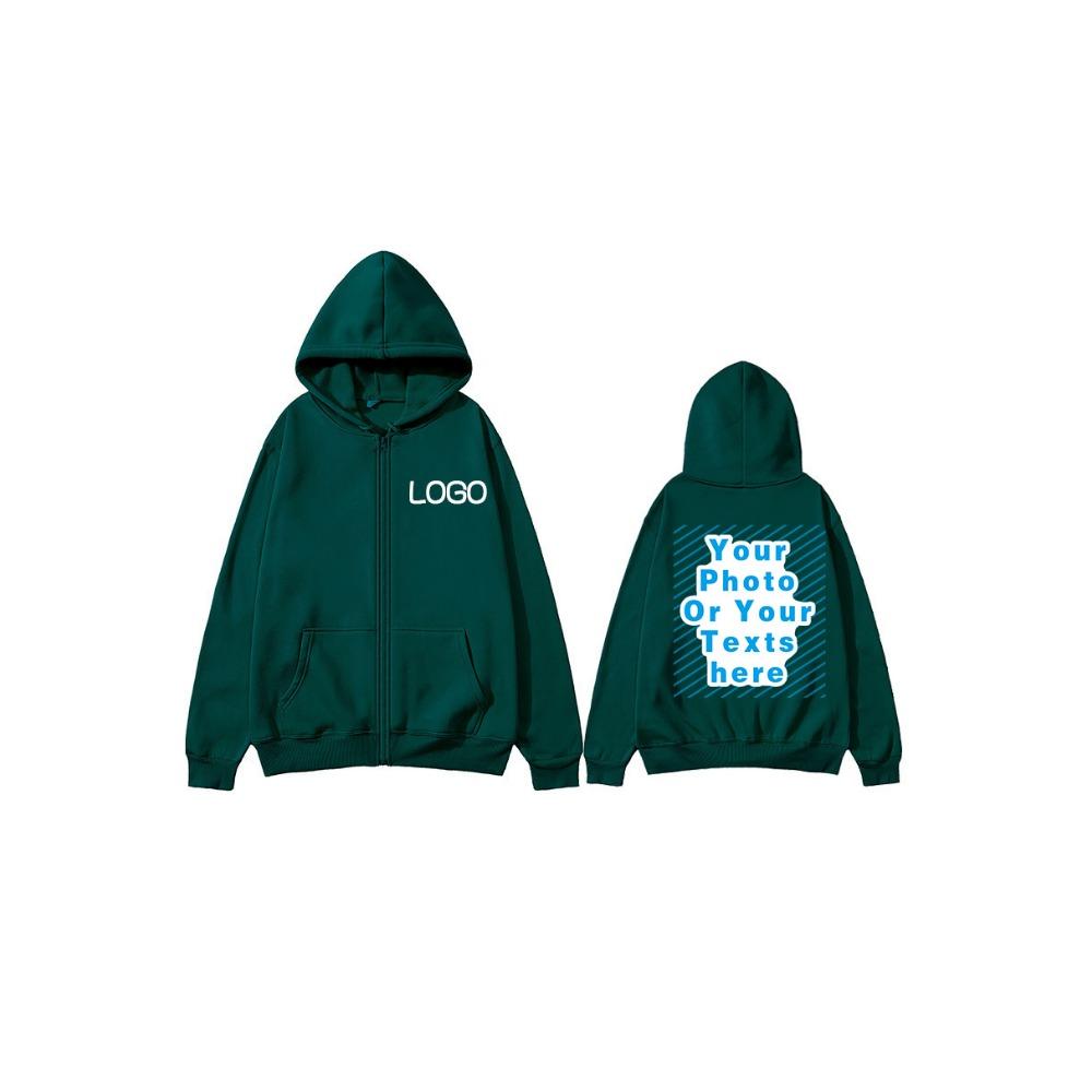 Zipper Hooded DIY13 Cardigan Sweatshirt Jacket Anytime Anywhere Design Brand Logo Custom Image Replication