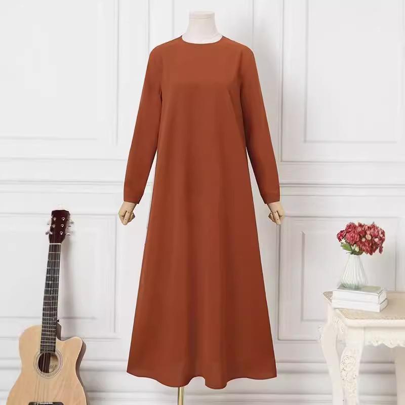Женское платье больших размеров, осеннее, новое, однотонное, с длинными рукавами, повседневное, удобное, модное, свободное