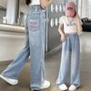Girls' Wide-leg Pants Product Fashionable and Versatile Medium and Large Children Slimming Back Pocket