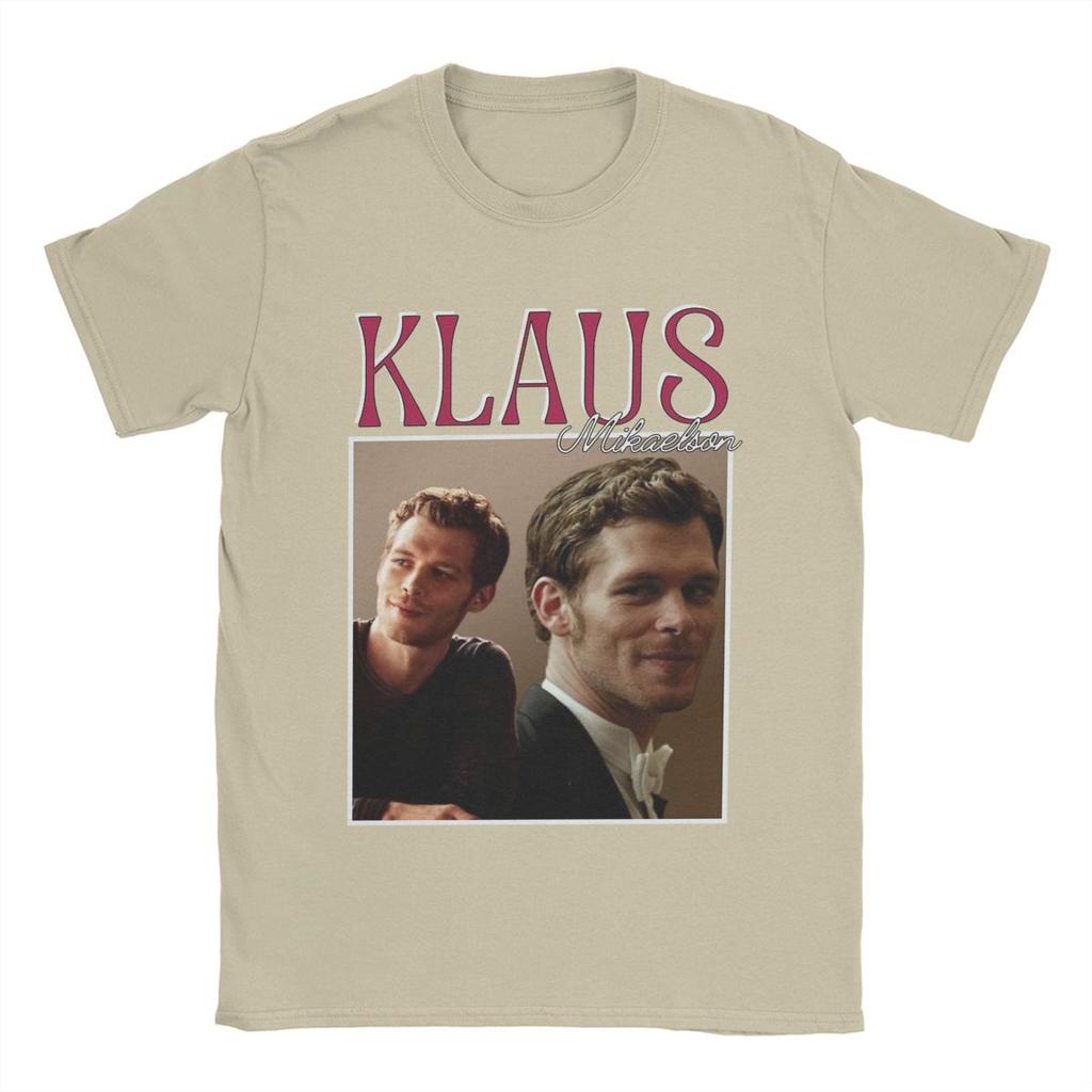 Потрясающая футболка Клауса Майклсона Дневники вампира Мужская футболка с круглым вырезом из чистого хлопка Футболка с коротким рукавом Графические топы