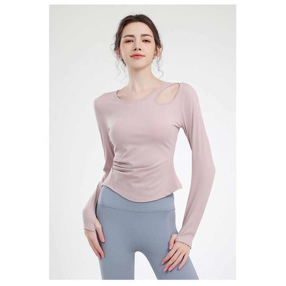 Yoga Wear With Chest Pads, Women's Pilates Sports Top, Tight And Slimming Look, Elegant Cycling Training Long-sleeved Fitness Wear For Summer