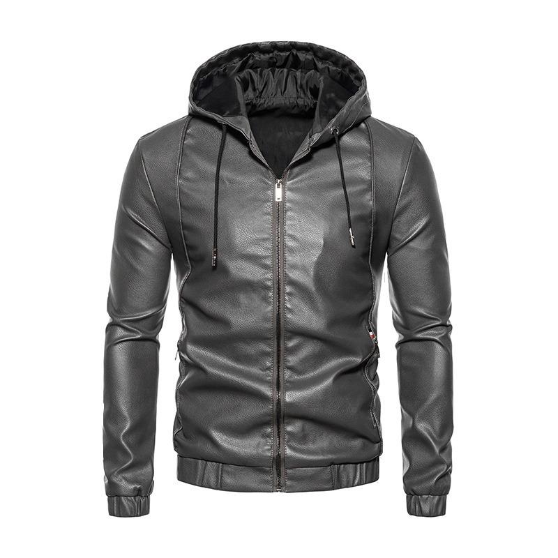 Куртка из кожи с капюшоном, мужская, осенне-зимняя, корейская, тонкая, бархатная, кожаная, трендовая, повседневная, мотоциклетная одежда, инструменты