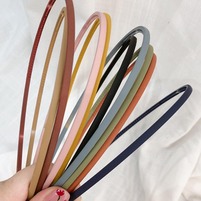 Woman Girls Anti-Slip Hair Hoop Headwear Fashion Plastic Thin Headband Resin Hairbands Frosted Hair Accessories