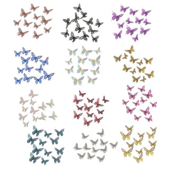 12 Pcs 3D Butterfly Wall Decor 3 Sizes Hollow Butterfly Decoration for Birthday Party Cake Topper Removable Wall Murals Decal for Kids Room