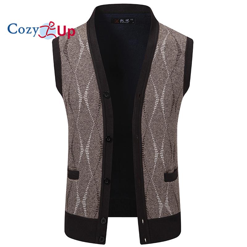 Cozy Up Men's Sweater Vest Cardigan Button Front Knitwear Contrast Color Argyle Sweater Vest
