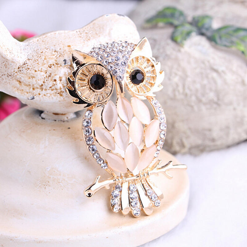 Big Owl Brooches Bouquet Vintage Wedding Hijab Scarf Pin Up Buckle Broches