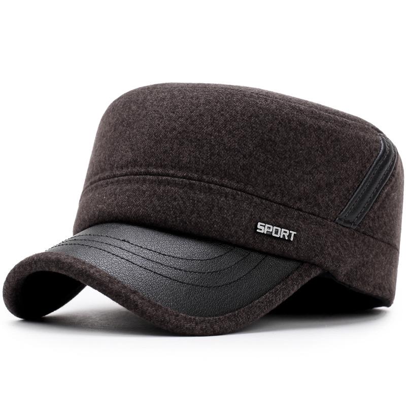 Men's Winter Wool Baseball Cap with Ear Protection for Middle-Aged/Elderly