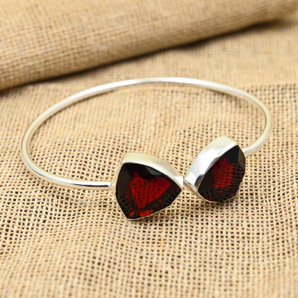 Удивительный браслет из стерлингового серебра 925 пробы с драгоценным камнем ручной работы из красного граната для нее