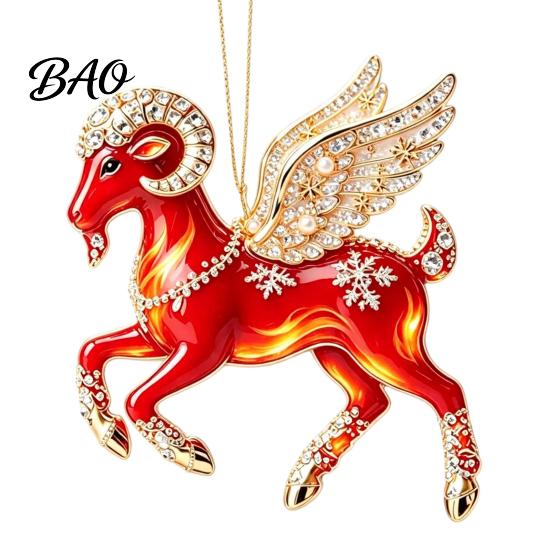Lightweight Acrylic Decor for Holiday 2PCS Christmas Goat Hanging Ornaments, Decorative 2D Tree Ornaments Home Pendants, Festive Party Decorations