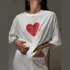 Heart Graphic Printing Cotton T-shirt Women Summer Causal Short Sleeve Crew Neck Tee Loose Versatile Simple Tops