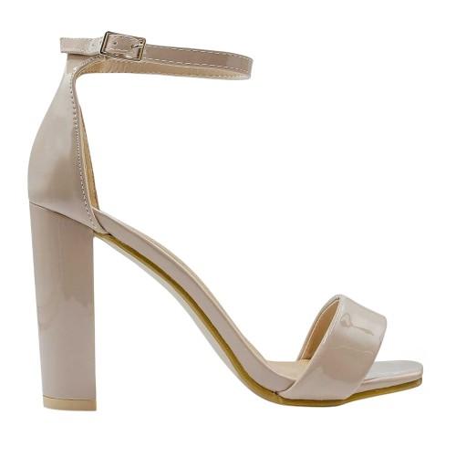Where's That From Womens/Ladies Patent Leather Strappy Block Heel Court Shoes