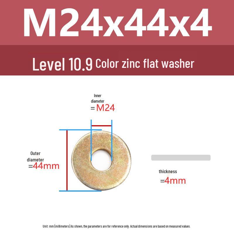 Yigu High-Strength Color Zinc Flat Washer: Enlarged & Thickened M6-M24 Screw Washer