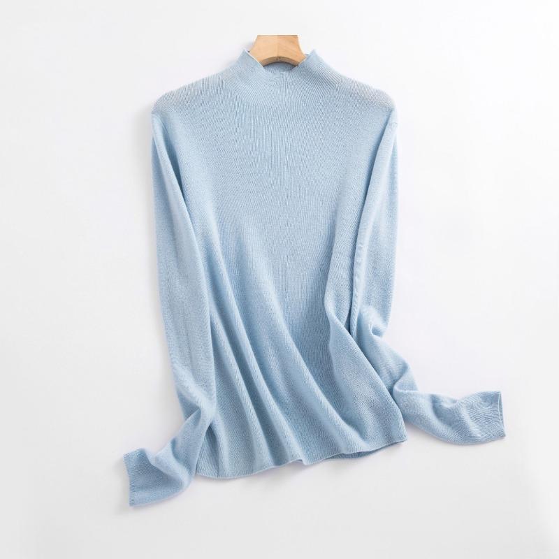 Fluffy and Light, Semi-turtleneck Slim-fitting Versatile Inner Wool Sweater, Women's Fashion Temperament Full Wool Bottoming Shirt