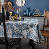 Tablecloth Blue Jacquard Dining Table Cloth Oil Painting Thick Tablecloth
