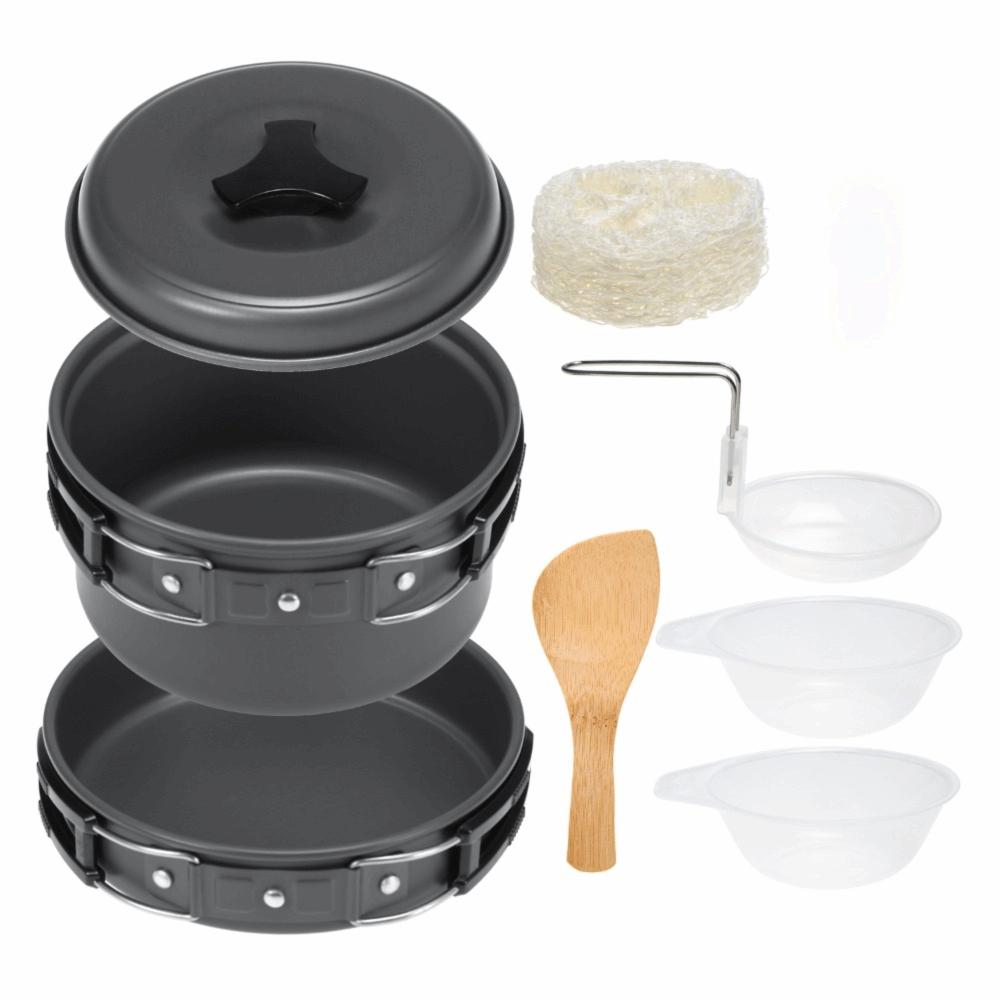 Lightweight Camping Cookware Set Stackable Outdoor Cooking Equipment Portable Cookware Kit  Camping