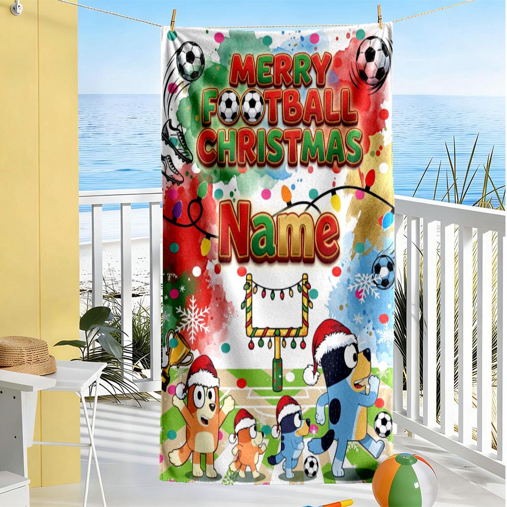 Soccer Stars Adventure Customizable Name Beach Towel Super Soft Microfiber Quickdry Fabric