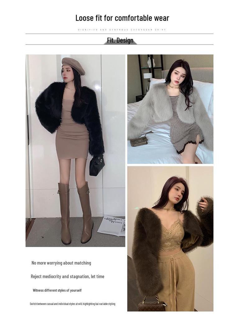 Женское трендовое зимнее пальто из искусственного меха, экологичное - короткое, плюшевое и стильное